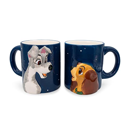 Silver Buffalo Disney Lady and The Tramp 2 Pack Ceramic 3D Sculpted Mug Couple Set, 590 ml von Silver Buffalo