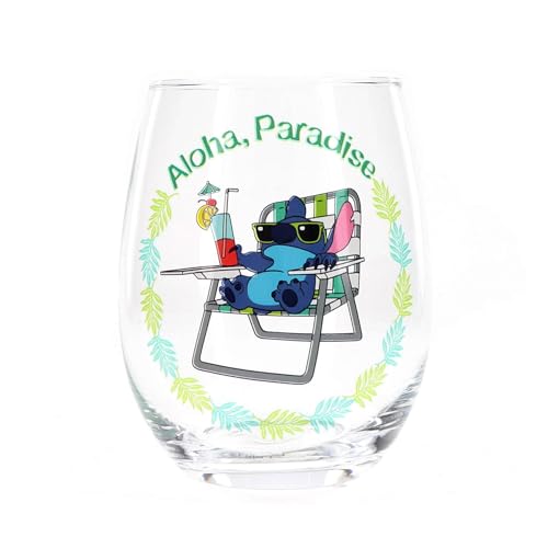 Silver Buffalo Disney Lilo and Stitch Aloha Paradise Glas ohne Stiel, 590 ml, mehrfarbig von Silver Buffalo