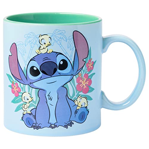 Silver Buffalo Disney Lilo and Stitch Keramik-Kaffeetasse mit Blumenenten, 590 ml, 590 ml, 590 ml, 590 ml von Silver Buffalo