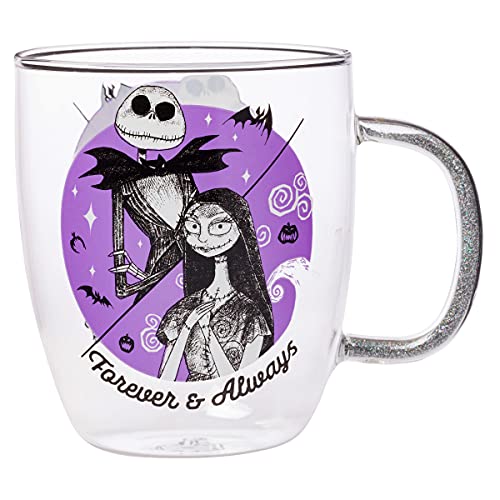 Silver Buffalo Disney Nightmare Before Christmas Forever and Always Glittergriff Glasbecher, 400 ml von Silver Buffalo