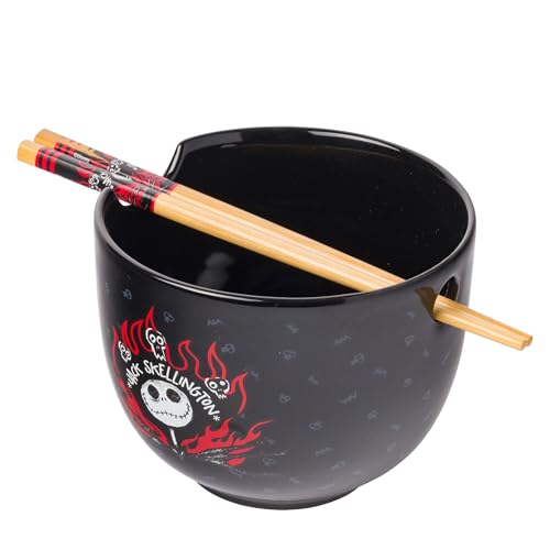 Silver Buffalo Disney Nightmare Before Christmas Jack Skellington Keramik-Ramen-Nudel-Reisschale mit Essstäbchen, mikrowellengeeignet, 590 ml Silver Buffalo Disney Nightmare Before Christmas Jack Skellington Keramik-Ramen-Nudel-Reisschale mit Essstäbchen, mikrowellengeeignet, 590 ml von Silver Buffalo