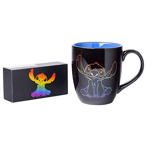 Silver Buffalo Disney Stitch Ohana Means Family Rainbow Pride Keramiktasse und Box Schild Set, 530 ml von Silver Buffalo