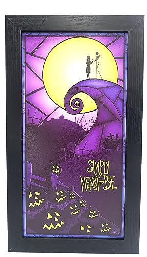 Silver Buffalo Disney Tim Burton's Nightmare Before Christmas Gelcoat 25,4 x 45,7 cm, gerahmt, MDF-Wandkunst, "Simply Meant to Be" Jack und Sally auf Spiral Hill von Silver Buffalo