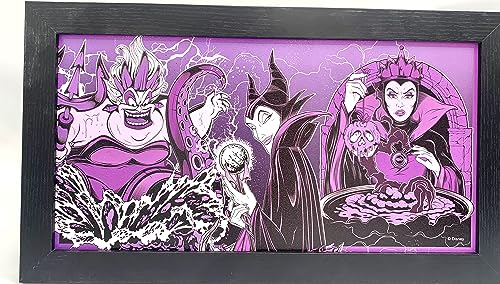 Silver Buffalo Disney Villains Gelcoat 25,4 x 45,7 cm gerahmt, MDF-Wandbild – Ursula, Maleficent und die böse Königin Grimhilde von Silver Buffalo