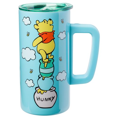 Silver Buffalo Disney Winnie the Pooh Hunny Stack doppelwandige Edelstahl-Kaffeetasse mit Henkel, 425 ml von Silver Buffalo