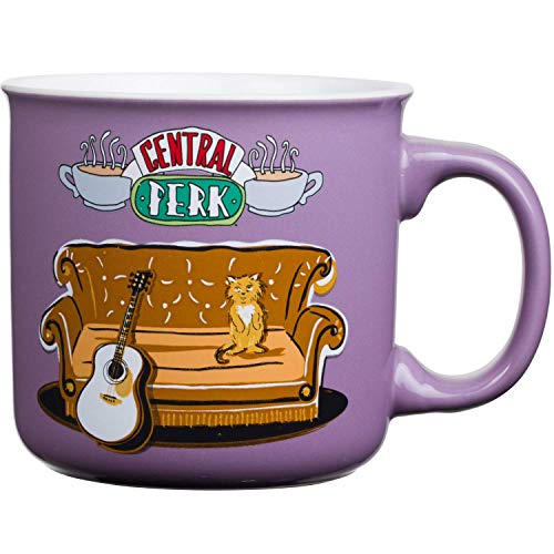 Silver Buffalo Friends Central Perk Smelly Cat Große Keramik-Kaffeetasse im Camper-Stil für Cappuccino, Latte, heißen Kakao oder heißen Tee, 590 ml von Silver Buffalo