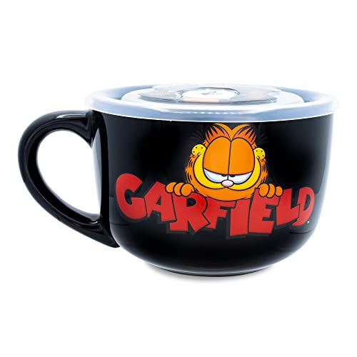 Silver Buffalo Garfield Suppentasse aus Keramik mit belüftetem Kunststoffdeckel, 680 ml, 1 Stück von Silver Buffalo