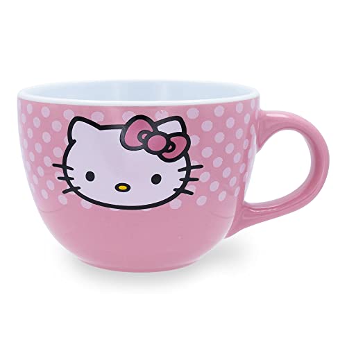 Silver Buffalo Sanrio's Hello Kitty Suppentasse mit Gesicht und Punkten, Keramik, 680 ml von Silver Buffalo