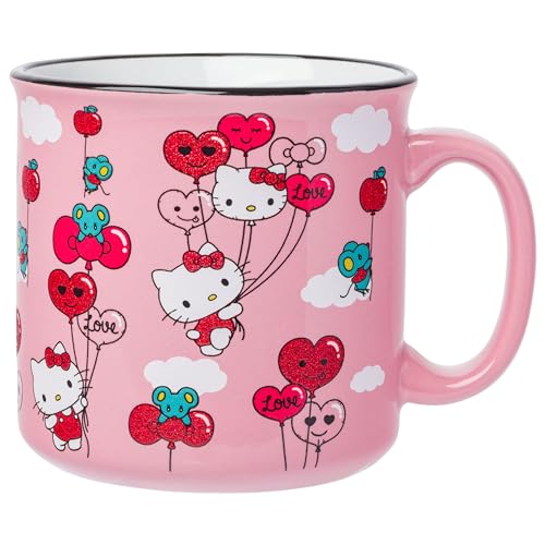 Silver Buffalo Hello Kitty Keramiktasse mit Herzen, Schleifen und Apfelballons, 590 ml von Silver Buffalo