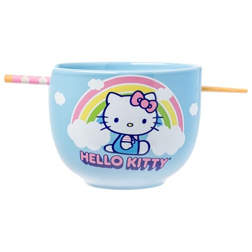 Silver Buffalo Hello Kitty Ramen-Nudel-Reisschale aus Keramik mit Essstäbchen, mikrowellengeeignet, 590 ml Silver Buffalo Hello Kitty Ramen-Nudel-Reisschale aus Keramik mit Essstäbchen, mikrowellengeeignet, 590 ml von Silver Buffalo