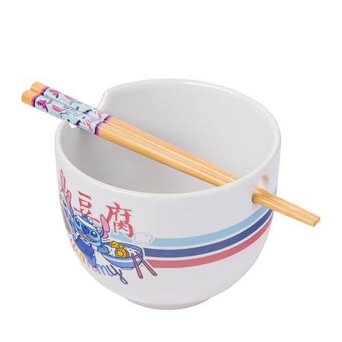 Silver Buffalo Lilo and Stitch Yummi Ramenschale mit Essstäbchen, Keramik, 590 ml von Silver Buffalo