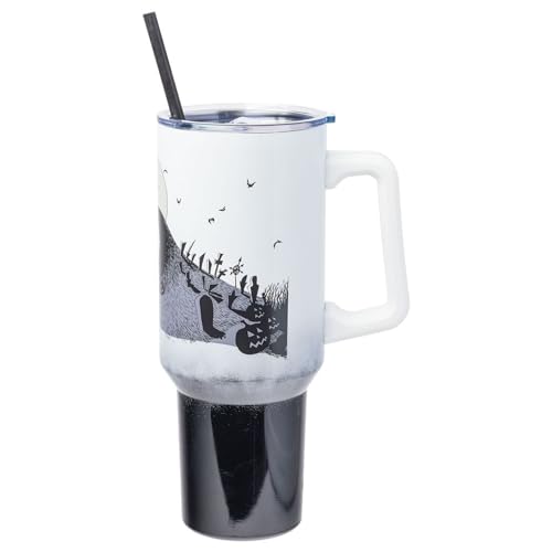 Silver Buffalo Nightmare Before Christmas Jack BW Spiral Hill Pose Edelstahlbecher mit Griff, 1,2 l von Silver Buffalo