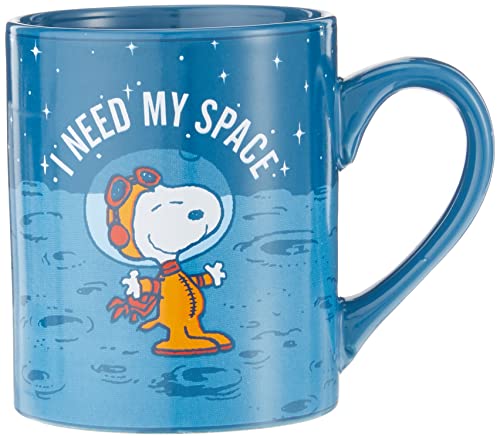 Silver Buffalo Peanuts Snoopy Need My Space Keramikbecher, 400 ml, Blau/Orange von Silver Buffalo