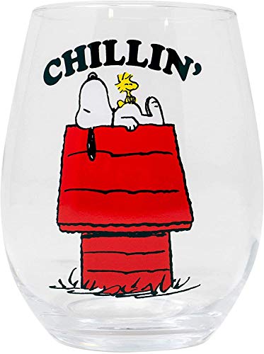 Silver Buffalo Peanuts Snoopy und Woodstock Chillin Weinglas, ohne Stiel, 590 ml, 1 Stück von Silver Buffalo