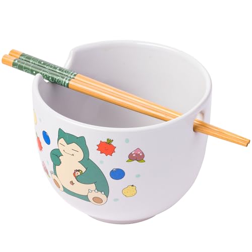 Silver Buffalo Pokemon Snorlax Relaxing and Eating Food Ceramic Ramen Nudle Rice Bowl with Chopsticks, Microwave Safe, 590.0 g von Silver Buffalo
