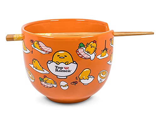 Sanrio Gudetama Ramen-Geschirr-Set, japanisches Top-Ramen-Geschirr-Set, 590 ml, Ramenschüssel, Essstäbchen von Silver Buffalo