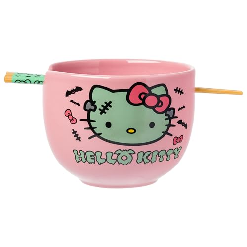 Silver Buffalo Sanrio Hello Kitty Halloween Gruselige Frankenstein Keramik-Ramenschüssel mit Essstäbchen, mikrowellengeeignet, 590 ml Silver Buffalo Sanrio Hello Kitty Halloween Gruselige Frankenstein Keramik-Ramenschüssel mit Essstäbchen, mikrowellengeeignet, 590 ml von Silver Buffalo