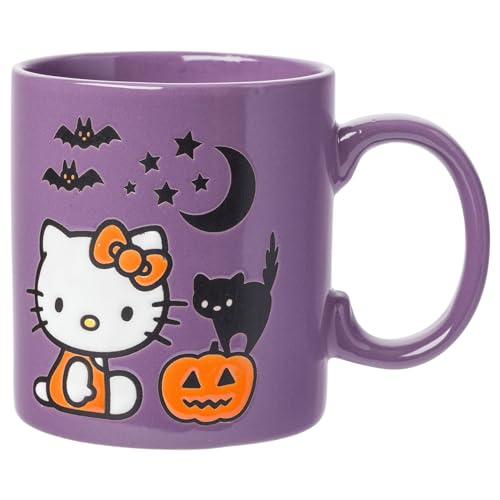 Silver Buffalo Sanrio Hello Kitty Halloween Kürbis Fledermäuse Wachs Resist Keramik Tasse, 590 ml von Silver Buffalo