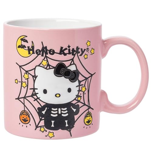 Silver Buffalo Sanrio Hello Kitty Halloween-Skelettnetz, wachsbeständige Keramiktasse, 590 ml Silver Buffalo Sanrio Hello Kitty Halloween-Skelettnetz, wachsbeständige Keramiktasse, 590 ml von Silver Buffalo