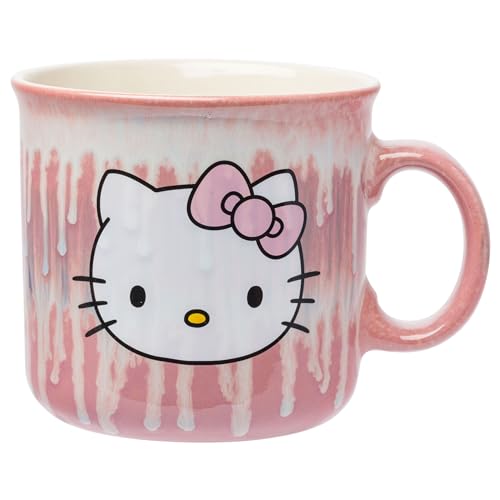 Silver Buffalo Sanrio Hello Kitty Keramiktasse mit rosa Schleife, reaktive Glasur, Camper, 590 ml von Silver Buffalo