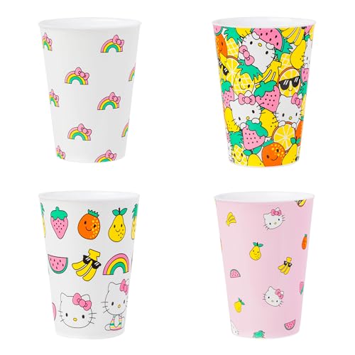 Silver Buffalo Sanrio Hello Kitty Obst-, Regenbogen- und Schleifen-Symbole, Kunststoff, 42,5 ml, 4 Stück Silver Buffalo Sanrio Hello Kitty Obst-, Regenbogen- und Schleifen-Symbole, Kunststoff, 42,5 ml, 4 Stück von Silver Buffalo