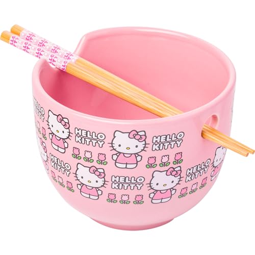 Silver Buffalo Sanrio Hello Kitty Reisschale aus Keramik mit Stäbchen, mikrowellengeeignet, 590 ml Silver Buffalo Sanrio Hello Kitty Reisschale aus Keramik mit Stäbchen, mikrowellengeeignet, 590 ml von Silver Buffalo