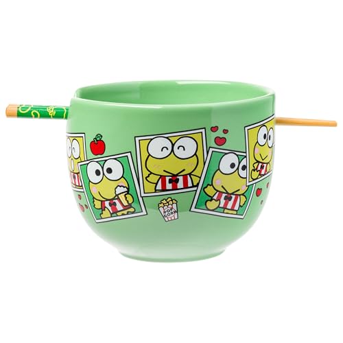 Silver Buffalo Sanrio Hello Kitty and Friends Keroppi Polaroids Keramik-Ramen-Nudel-Reisschale mit Essstäbchen, mikrowellengeeignet, 590 ml Silver Buffalo Sanrio Hello Kitty and Friends Keroppi Polaroids Keramik-Ramen-Nudel-Reisschale mit Essstäbchen, mikrowellengeeignet, 590 ml von Silver Buffalo