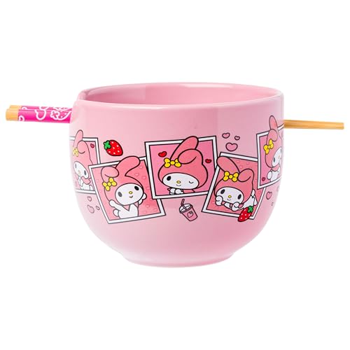 Silver Buffalo Sanrio Hello Kitty and Friends My Melody Polaroids Keramik-Ramen-Nudel-Reisschale mit Essstäbchen, mikrowellengeeignet, 590 ml Silver Buffalo Sanrio Hello Kitty and Friends My Melody Polaroids Keramik-Ramen-Nudel-Reisschale mit Essstäbchen, mikrowellengeeignet, 590 ml von Silver Buffalo