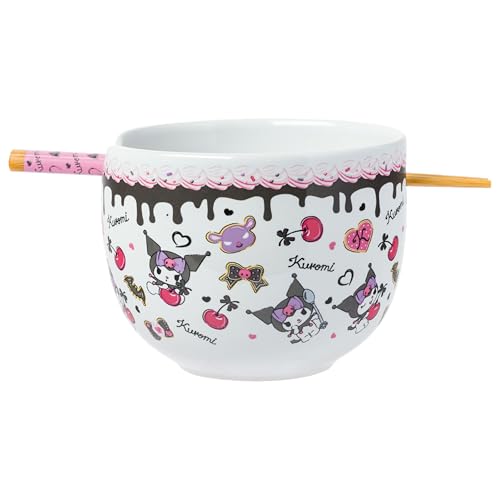Silver Buffalo Sanrio Hello Kitty und Friends Kuromi Schokoladen- und Kirschkeramik-Ramen-Nudel-Reisschale mit Essstäbchen, mikrowellengeeignet, 590 ml Silver Buffalo Sanrio Hello Kitty und Friends Kuromi Schokoladen- und Kirschkeramik-Ramen-Nudel-Reisschale mit Essstäbchen, mikrowellengeeignet, 590 ml von Silver Buffalo