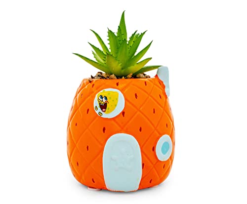 Silver Buffalo Spongebob Pineapple House Window Mini Pflanzgefäß aus Keramik, Orange, 3 by 4.5-Inch von Silver Buffalo