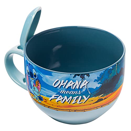 Silver Buffalo Stitch and Scrump Ohana Means Family Suppentasse mit Löffel, Keramik, 680 ml Silver Buffalo Stitch and Scrump Ohana Means Family Suppentasse mit Löffel, Keramik, 680 ml von Silver Buffalo