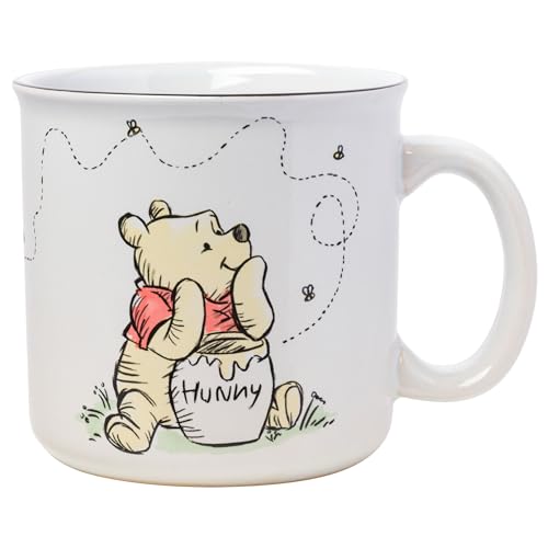 Silver Buffalo WTP401E1 Disney Winnie The Pooh Piglet Keramiktasse Keramikbecher, Keramik, But First Hunny Camper (600 ml) von Silver Buffalo