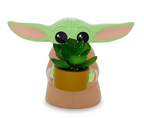 Star Wars: The Mandalorian Grogu Keramik-Pflanzgefäß mit künstlichen Sukkulenten, 10,2 cm von Silver Buffalo