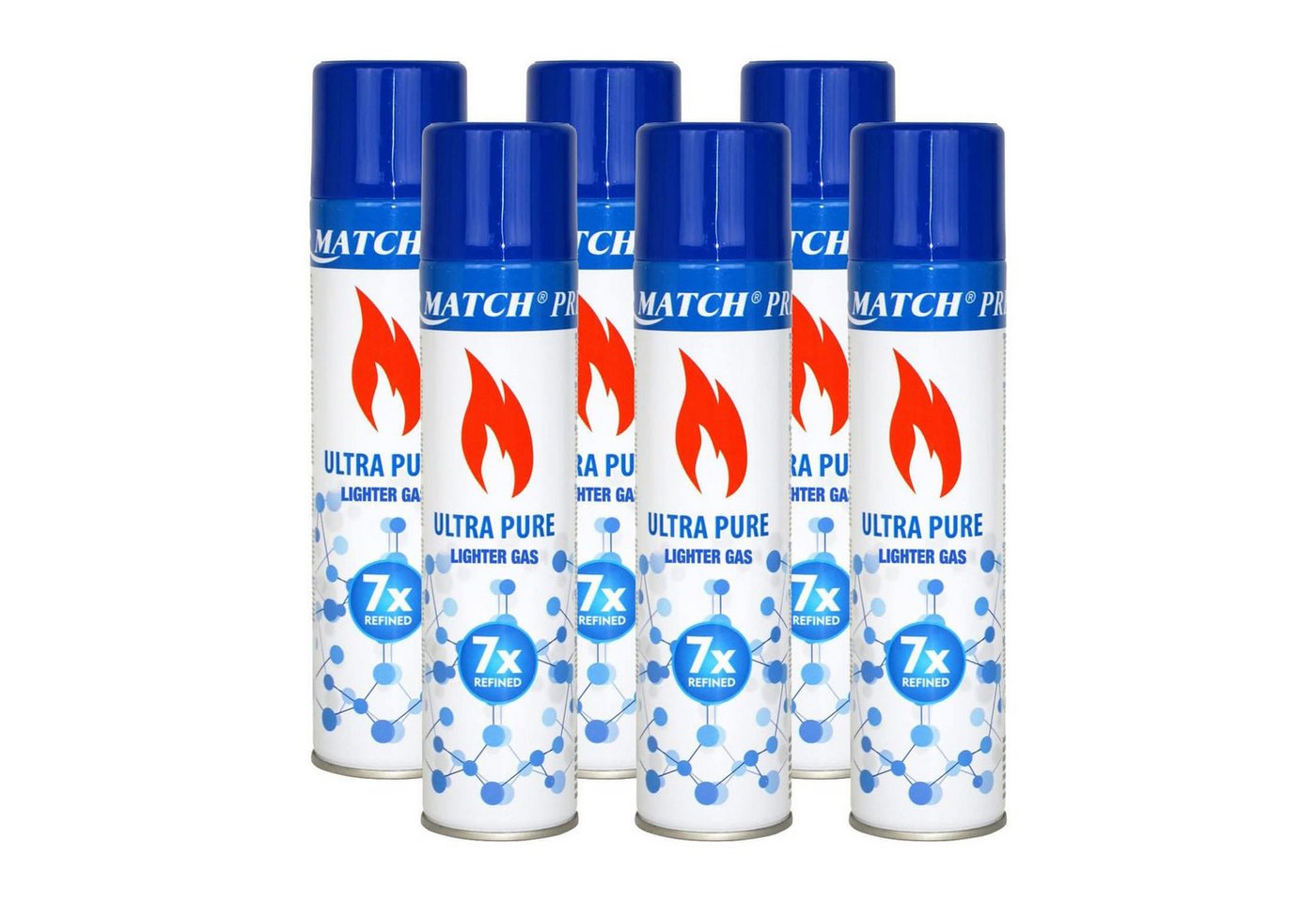 Silver Match Feuerzeug Feuerzeuggas Ultra Pure (6-St), Butangas, Nachfüllgas, für Flammbierbrenner, Feuerzeuge von Silver Match