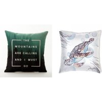 „The Mountains Are Calling & I Must Go"-Kissenbezug Und Schildkröte - Beidseitig Bedruckt Größe 45 X cm Waschbar Im Optionsfeld Auswählen von SilverBeachJewels