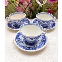 Antike Fajance Seaforth Wood's Burslem England Blau Und Weiß Tasse Untertasse Set. Hergestellt in England. Bitte Lesen Sie Die Beschreibung Sehen von SilverBelleShop