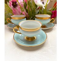 Seltene Kpm Denmark Antique Empress Pastel Aqua Blue Mokkatasse Und Untertasse Mit Goldrand. Preis Ist Für 1 Tasse Set. Bitte Fotos Beachten von SilverBelleShop