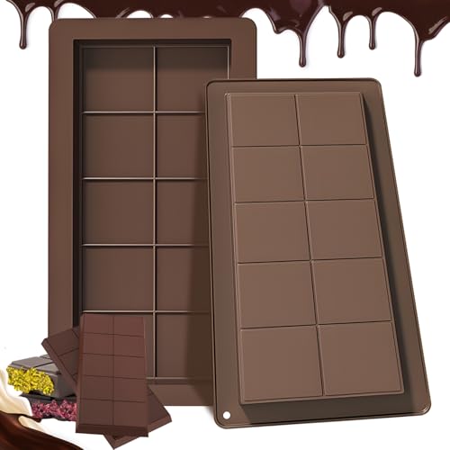 SilverChry 2 Stück Schokoladenform Silikon Tief, Dubai Schokolade Form, Tief Schokoladentafel Form, Extra Tief Schokolade Form für Schokolade Praline Süßigkeiten, Jede Form ergibt 10 Pralinen von SilverChry