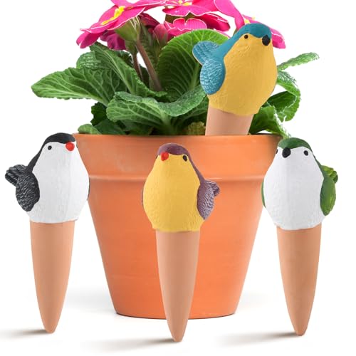 SilverChry 4-teiliges Wiederverwendbare Tonspitzen Bewässerung, Tonkegel Bewässerung, Gute Wasserdurchdringung, Pflanzen Bewässerung Automatisch für Blumen, Topfpflanzen und Gartenpflanzen von SilverChry