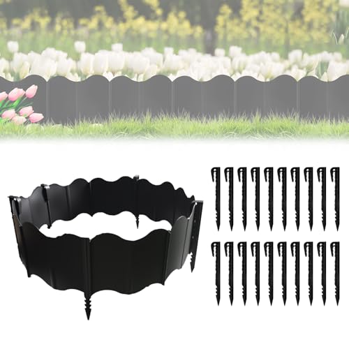 SilverChry 40 Stücke Flexible Rasenkante Kunststoff 14 cm, Beetumrandung Kunststoff Flexibel, für Garten Außengestaltung von SilverChry