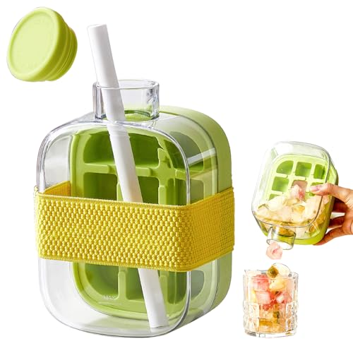 SilverChry Eiswürfelform, Eiswürfelflasche mit Strohhalm 2-in-1 Design, Eiswürfelform mit Deckel und Behälter, Icebreaker Eiswürfelbehälter Wasserflasche, Ice Cube Bottle 500ML für Säfte, Getränke SilverChry Eiswürfelform, Eiswürfelflasche mit Strohhalm 2-in-1 Design, Eiswürfelform mit Deckel und Behälter, Icebreaker Eiswürfelbehälter Wasserflasche, Ice Cube Bottle 500ML für Säfte, Getränke von SilverChry