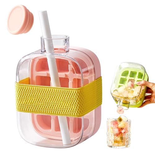 SilverChry Eiswürfelform, Eiswürfelflasche mit Strohhalm 2-in-1 Design, Eiswürfelform mit Deckel und Behälter, Icebreaker Eiswürfelbehälter Wasserflasche, Ice Cube Bottle 500ML für Säfte, Getränke SilverChry Eiswürfelform, Eiswürfelflasche mit Strohhalm 2-in-1 Design, Eiswürfelform mit Deckel und Behälter, Icebreaker Eiswürfelbehälter Wasserflasche, Ice Cube Bottle 500ML für Säfte, Getränke von SilverChry