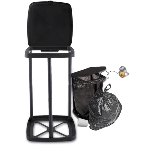 SilverChry Müllsackständer, Gelber Sack Ständer 90 Liter, Gelber Sack Behälter, Faltbarer Mülleimer Müllsackhalter, Müllständer mit Deckel, Halter Müll Abfall Ständer, Geeignet für Drinnen & Draußen von SilverChry