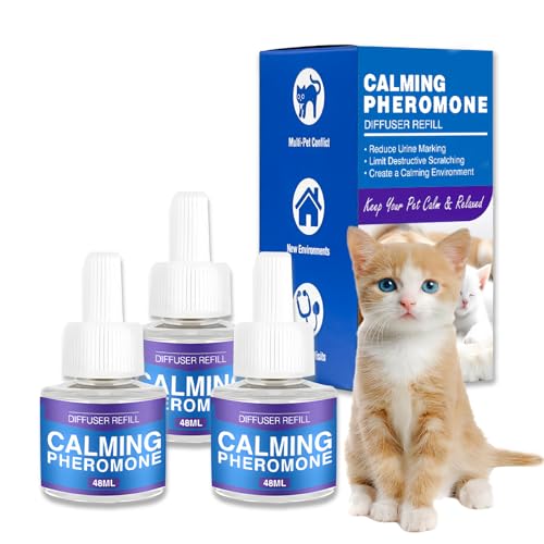 Pheromone Katzen Diffusor Nachfüller, Beruhigungsmittel für Katzen, Katzen Pheromone Steckdose 3er Pack, Cat Calming Diffuser zur Rollige Katzen Beruhigung, Reduziert Markieren, Kratzen,Verstecken von SilverChry