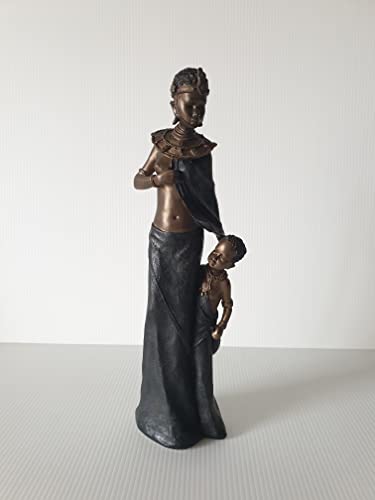 SilverFox Dekofigur Massai Mutter mit Kind Afrika Skulptur Afrikanische Figur Kenia Safari Zulu African Woman von SilverFox