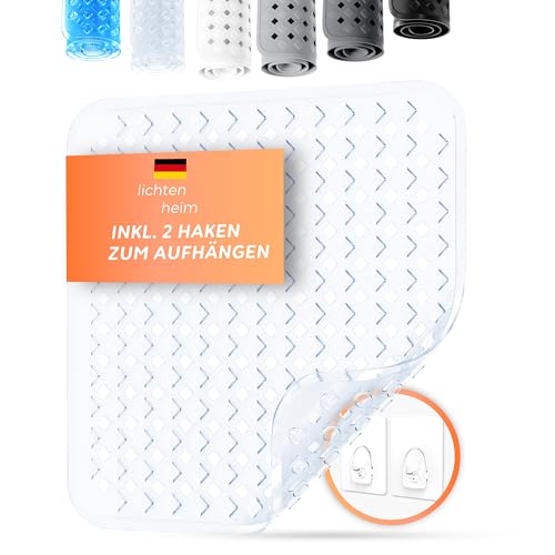 LICHTENHEIM Duschmatte rutschfest 53x53cm | BPA frei Antirutschmatte Dusche | Rutschmatte quadratisch für Baby, Kinder & Senioren | Anti Rutsch Dusch Matte | Duscheinlage Fußmatte Durchsichtig von LICHTENHEIM