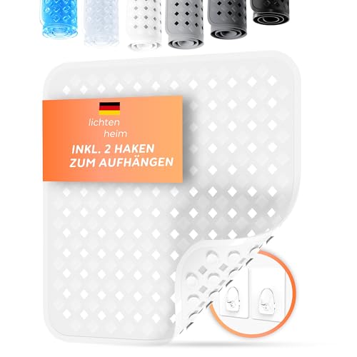 LICHTENHEIM Duschmatte rutschfest 53x53cm | BPA frei Antirutschmatte Dusche | Rutschmatte quadratisch für Baby, Kinder & Senioren | Anti Rutsch Dusch Matte | Duscheinlage Fußmatte Weiß von LICHTENHEIM