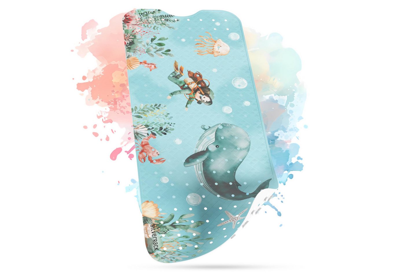 SilverRack Badematte Kinder rutschfest [100x40cm] - Antirutschmatte Badewanne BPA frei, Inkl. 2 Haken zum Aufhaängen, Badewannenmatte Für Baby & Kinder - Antirutsch Matte - von SilverRack