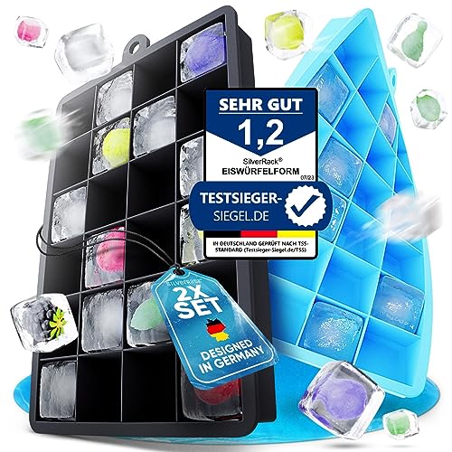 SilverRack Silikon Eiswürfelform [2er Set] - Silikon Eiswürfelformen für 2 x 24 Eiswürfel 25mm - Ice Cube Tray Eiswürfel Form BPA Frei für Whisky Cocktails Saft von SilverRack
