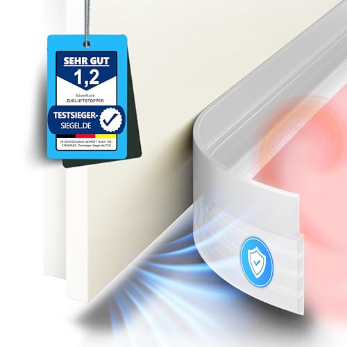 SilverRack Zugluftstopper für Türen Transparent [1 x 2m] - Zuschneidbare Türdichtung selbstklebend - Türdichtung unten - Gummilippe Tür Dichtung Zugluft - Windschutz, Schallschutz & Kälteschutz von SilverRack